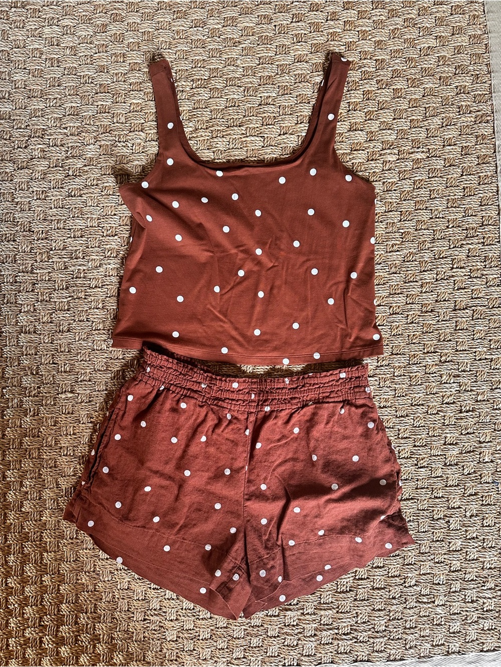 a new day Rust Brown Polka Dot Tank and Shorts Set